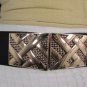 New Women Black Elastic Fashion Belt Hip Waist Gold Stripes Buckle S M 26"-35"