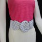 N. WOMEN HIP WAIST ELASTIC WHITE FASHION BELT BLACK POLKA DOTS 32"-45" M L XL