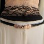 WOMEN HIGH WAIST HIP BLACK THIN 80S FASHION BELT GOLD SEASHELLS 22"-40" XS S M L
