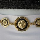 WOMEN HIP WAIST BLACK GOLD METAL CHAINS 3 LION HEAD FASHION BELT 33"-44" M L XL