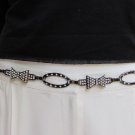 WOMEN WAIST HIP PEWTER METAL CHAINS BOWS FASHION BELT RHINESTONES 30"-40" S M L