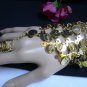 NEW WOMEN GOLD COINS HAND CHAIN WRIST BRACELET 1 FINGER SLAVE CONNECTED RING