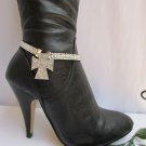NEW COWGIRL WOMEN SILVER RHINESTONES CHAINS BOOT STRAP CROSS WESTERN SHOE CHARM