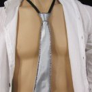New Men 12" Short Fashion Silk Fabric Tuxedo Costume Neck Tie Silver Blue Teal