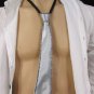 New Men 12" Short Fashion Silk Fabric Tuxedo Costume Neck Tie Silver Blue Teal
