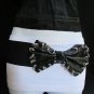 NEW WOMEN HIP WAIST ELASTIC BLACK WIDE FASHION BELT CHAINS BIG BOW 30"-37" S / M