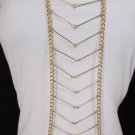 New Women Casual Gold Waves Metal Body Chain Front Necklace Hot Fashion Jewelry