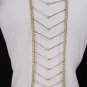 New Women Casual Gold Waves Metal Body Chain Front Necklace Hot Fashion Jewelry