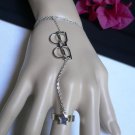 NEW WOMEN SILVER METAL SUNGLASSES THIN HAND CHAIN BRACELET 1 FINGER SLAVE RING