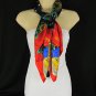 New Escada Women Red Blue 100% Soft Silk Fashion Scarf Shawl Merry Christmas