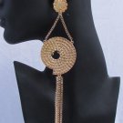 New Women Big Fashion Gold / Silver Metal Link Chains 7" Long Earring Set Fringe