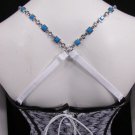 New Women Hot Decorative Accessories Lingerie Bra Straps Silver Rhinestones Blue