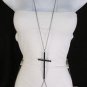 New Women Black Metal Body Chain Big Cross Rhinestones Necklace Fashion Jewelry