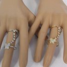 New Women Long Twisted Fashion Ring Silver Gold Metal Butterfly Rhinestones 8