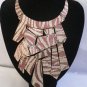NEW WOMEN ZEBRA PRINT GOLD BRONZE GEOMETRIC METAL FASHION NECKLACE EARRINGS SET