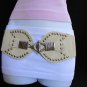 NEW WOMEN LOW HIP WAIST ELASTIC BEIGE FASHION BELT MOROCCAN BUCKLE 28"-35" S / M