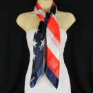 New Women Red Blue White Soft Fabric American Flag Fashion Scarf USA Stars Army