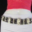 NEW WOMEN BEIGE HAWAIIAN WOOD PLATES FASHION TIE BELT LEAVES BEADS 26"-36" S-M-L