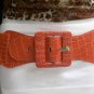 WOMEN HIP HIGH WAIST ORANGE ELASTIC FASHION BELT SQUARE BUCKLE 30"-42" M L XL