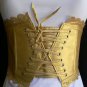 NEW WOMEN ELASTIC GOLD WIDE CORSET WAIST SMALL FLOWERS TIE BELT SIZE S-M-L