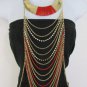New Women Red Gold Metal Choker Rhinestones Strands Body Chain Fashion Necklace