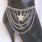 NEW WOMEN SILVER MULTI CHAINS BOOT STRAP STAR RHINESTONES WESTERN SHOES CHARM