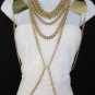 New Women Gold Metal Plate Shoulders Chunky Body Chain Necklace Fashion Jewelry