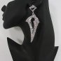 New Women Silver Long Metal Drop Fashion Earrings Set Big Cat Nail Rhinestones