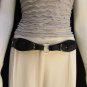 WOMEN HIGH WAIST HIP BLACK FAUX LEATHER CUT OUT FASHION BELT RINGS 32-36" MEDIUM