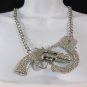 New Women Silver Metal Chains Fashion Necklace Big Gun Handcuffs Rhinestones