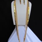 NEW WOMEN LONG MULTI 11 STRANDS GOLD THIN CHAINS FASHION NECKLACE +EARRINGS SET
