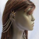 NEW WOMEN SILVER CHAINS SPIKES CUFF EARRING TO HAIR PIN CONNECTED HEADBAND CLAW