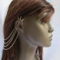 NEW WOMEN SILVER CHAINS SPIKES CUFF EARRING TO HAIR PIN CONNECTED HEADBAND CLAW