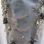 New Silver Metal Long Wallet Chain KeyChain Gray Skulls Skeleton Drops 3 Strands