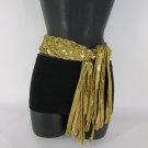 New Women Gold Sequins Fabric Wide Fashion Belt Hip High Waist Medium 33"-38"