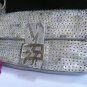 USED UNIQUE WOMEN SILVER SEQUINS SNAKE SKIN PRINT EVENING BAG FASHION HAND BAG