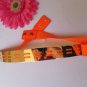 WOMEN HIGH WAIST / HIP SILVER METAL PLATE THIN BELT ELASTIC ORANGE 28"-40" S M L