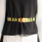 WOMEN HIGH WAIST / HIP SILVER METAL PLATE THIN BELT ELASTIC NEON 28"-40" S M L