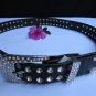 NEW WOMEN BLACK FAUX LEATHER WESTERN FASHION BELT BOW RHINESTONES 30"-36" M / L