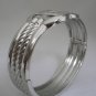 NEW WOMEN SILVER METAL CASUAL BRACELET DOUBLE RING BRAIDED STYLE OVAL DESIGN