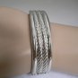 NEW WOMEN SILVER METAL CASUAL BRACELET DOUBLE RING BRAIDED STYLE OVAL DESIGN