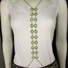 New Women Gold Long Body Chain Front Row Green Beads Fashion Jewelry Pink Beads