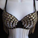 NEW WOMEN SEXY FASHION BRA GOLD CHAINS BIG SILVER BEADS BRALET CLUBWEAR 36B
