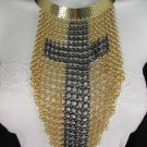 New Women 16" Long Fashion Choker Necklace Gold Metal Chain Big Black Cross