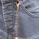 NEW MEN WOMEN SILVER METAL KEY CHAIN RING 5.5" LONG MINI STAR JEANS BAG CHARM