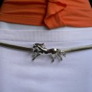 NEW WOMEN ELASTIC NARROW METAL FASHION BELT TEXAS RODEO HORSE BUCKLE 27"-37" S M