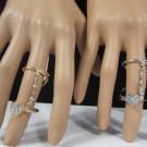 New Women Long Twisted Fashion Ring Silver Gold Metal Heart Rhinestones Size 8