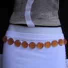 NEW WOMEN GOLD METAL BIG ORANGE GUMMY DROP CHAINS FASHION BELT 27"-40" S-XL