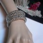 NEW WOMEN WIDE SILVER BEADS METAL SPRING ELASTIC FASHION BRACELET DISCO STYLE