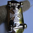 NEW MEN BIG SILVER METAL SKATEBOARD FASHION BELT BUCKLE BIG CROSS RHINESTONES